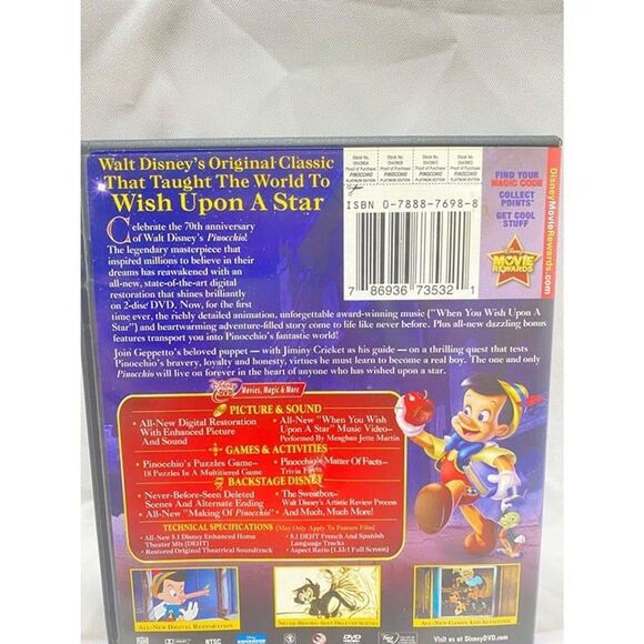 Disney Pinocchio Platinum Edition 70th Anniversary DVD Movie - Picture 4 of 12